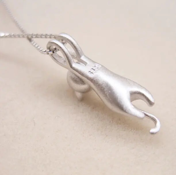 Silver Cat Pendant Necklace Jewelry