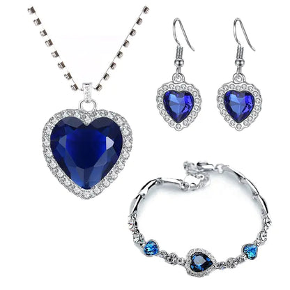 Titanic Heart of Ocean Inspired Necklace Set