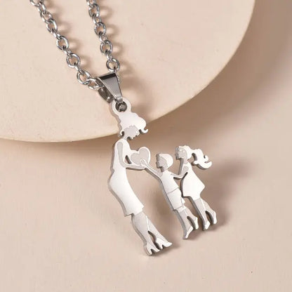 Mother and Children Silver Necklaces