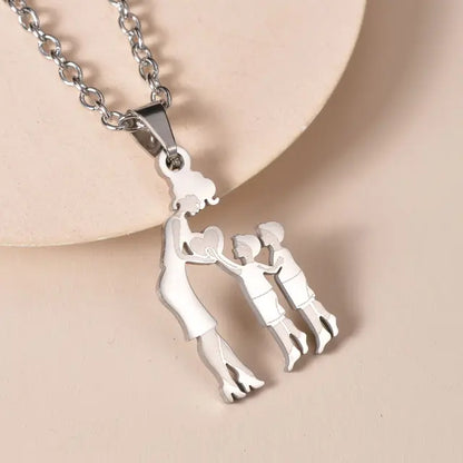 Mother and Children Silver Necklaces