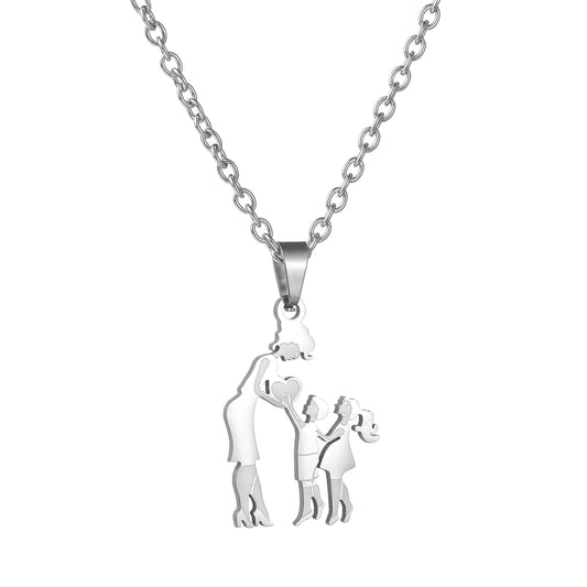 Mother and Children Silver Necklaces