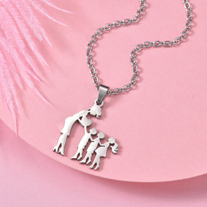 Mother and Children Silver Necklaces