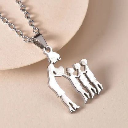 Mother and Children Silver Necklaces