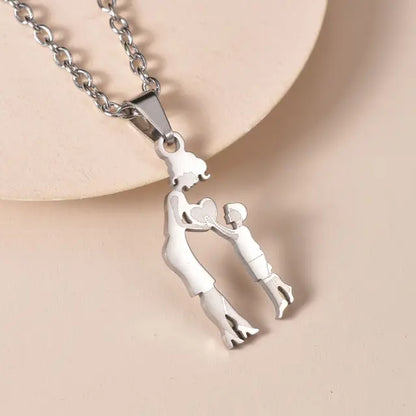 Mother and Children Silver Necklaces