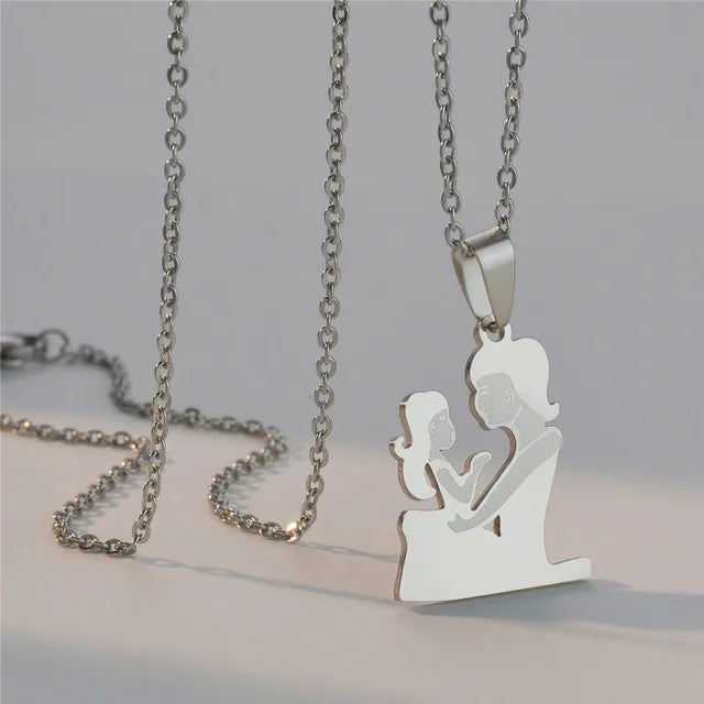 Mother and Children Silver Necklaces