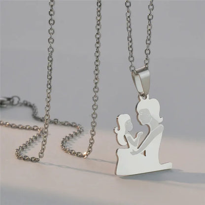 Mother and Children Silver Necklaces