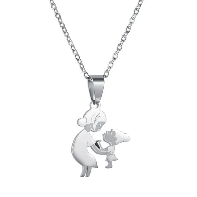 Mother and Children Silver Necklaces