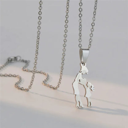 Mother and Children Silver Necklaces