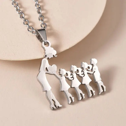 Mother and Children Silver Necklaces