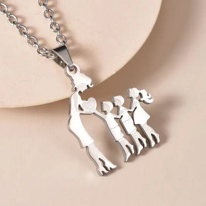 Mother and Children Silver Necklaces